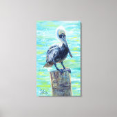 "Pelican on a Pole" Galerij met platte doek Afdruk Canvas Afdruk (Voorkant)