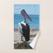 Pelican on Beach Rock, Bath Towel Set Bad Handdoek (Handdoek)