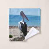 Pelican on Beach Rock, Bath Towel Set Bad Handdoek (Wasdoekje)