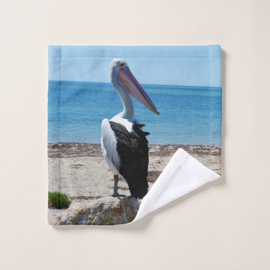 Pelican on Beach Rock, Bath Towel Set Bad Handdoek (Wasdoekje)
