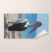 Pelican On Beach Rock, Hand Towel Handdoek (Handdoek)