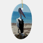 Pelican On Beach Rock, Keramisch Ornament (Rechts)