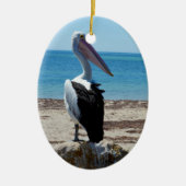 Pelican On Beach Rock, Keramisch Ornament (Voorkant)