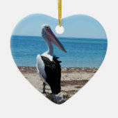 Pelican On Beach Rock, Keramisch Ornament (Voorkant)
