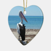 Pelican On Beach Rock, Keramisch Ornament (Links)