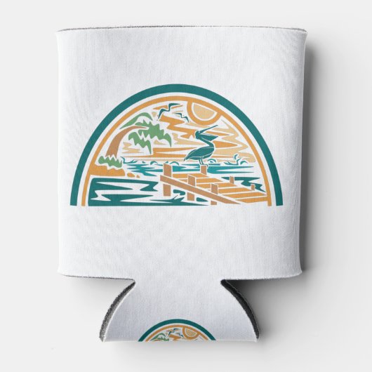 Pelican On Island Ocean Pier Blikjeskoeler (Voorkant)