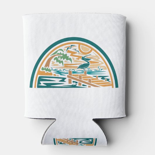 Pelican On Island Ocean Pier Blikjeskoeler (Achterkant)