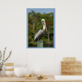 Pelican op blauw poster (Keuken)