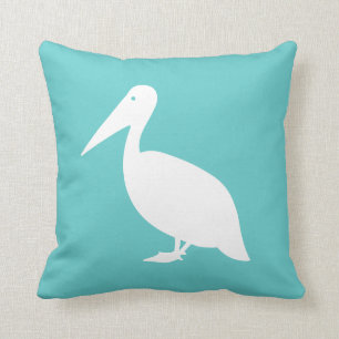 PELICAN OP blauwgroen blauw kussen