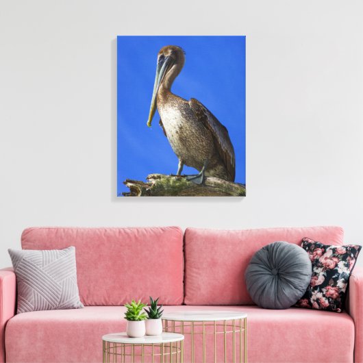 Pelican op een doek van een ledemaat canvas afdruk (Insitu (Woonkamer))
