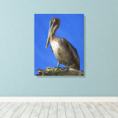 Pelican op een doek van een ledemaat canvas afdruk (Insitu (Houten vloer))