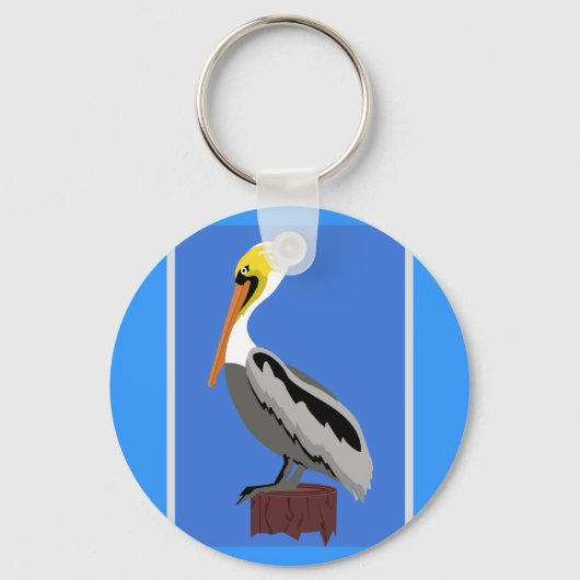 Pelican op een knop sleutelhanger (Voorkant)