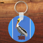 Pelican op een knop sleutelhanger (Voorkant)