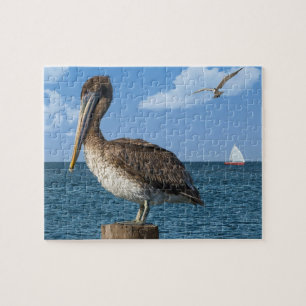 Pelican op een Post Puzzle Legpuzzel