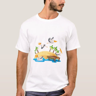Pelican op het eiland t-shirt