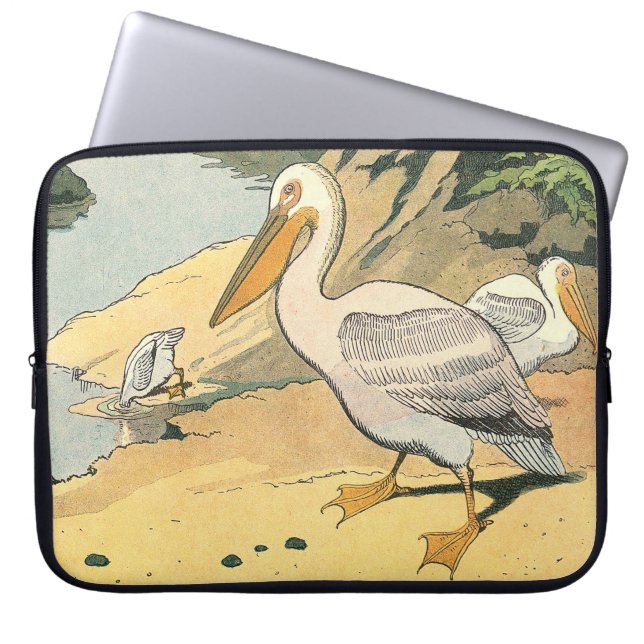 Pelican op het strand laptop sleeve (Voorkant)