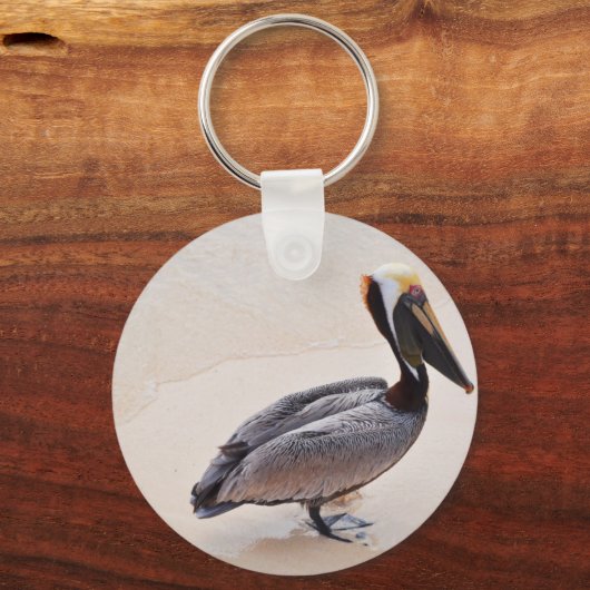 Pelican op het strand sleutelhanger (Voorkant)