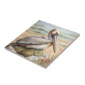 Pelican op het strand tegeltje (Zijkant)