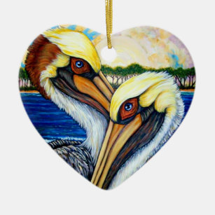 Pelican Pair Keramisch Ornament