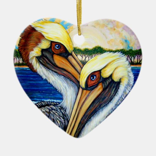 Pelican Pair Keramisch Ornament (Voorkant)