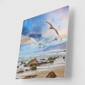 Pelican Patrol Beach Shoreline Vierkante Klok (Hoek)