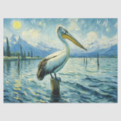 Pelican Perched Over Water Schilderij Decoupage Tissuepapier (Voorkant)
