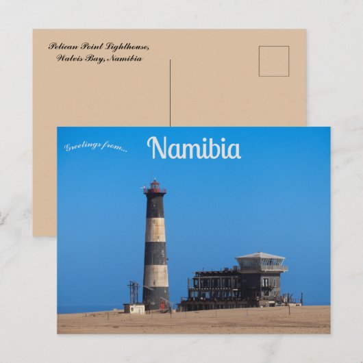 Pelican Point Lighthouse Walvis Bay Namibië Briefkaart (Voorkant / Achterkant)