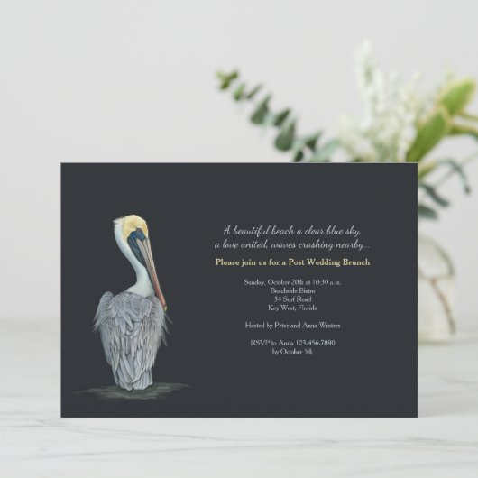 Pelican Post Wedding Brunch Uitnodiging (Staand voorkant)
