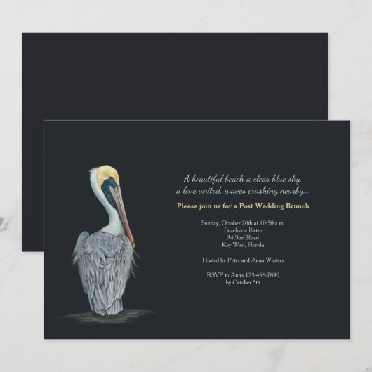 Pelican Post Wedding Brunch Uitnodiging (Voorkant / Achterkant)