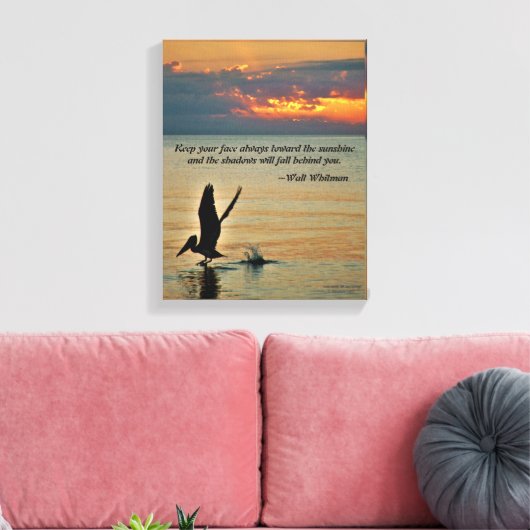 Pelican start op zonsondergang Golfkust Florida Canvas Afdruk (Insitu (Woonkamer))