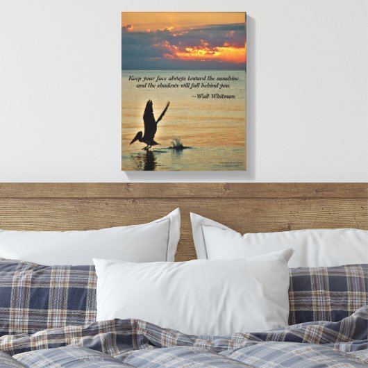 Pelican start op zonsondergang Golfkust Florida Canvas Afdruk (Insitu (Slaapkamer))