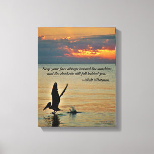 Pelican start op zonsondergang Golfkust Florida Canvas Afdruk