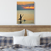 Pelican start op zonsondergang Golfkust Florida Canvas Afdruk (Insitu (Slaapkamer))