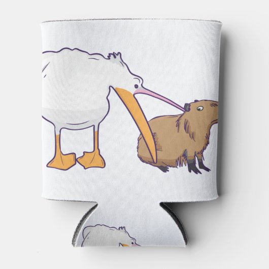 Pelican Tries to Eat Capybara Funny Cute Kawaii Blikjeskoeler (Voorkant)