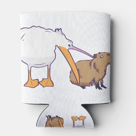 Pelican Tries to Eat Capybara Funny Cute Kawaii Blikjeskoeler (Achterkant)