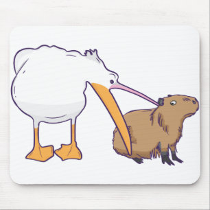 Pelican Tries to Eat Capybara Funny Cute Kawaii Muismat