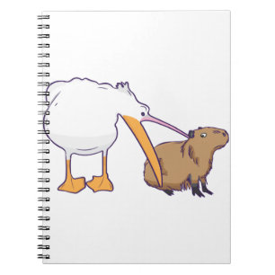 Pelican Tries to Eat Capybara Funny Cute Kawaii Notitieboek