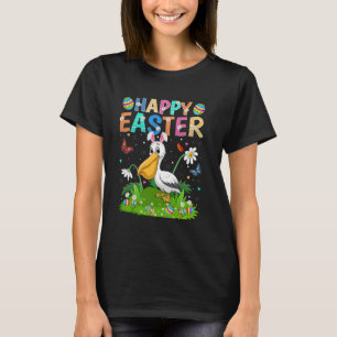 Pelican Vogel Gelukkig Pasen Eieren Jacht Konijn O T-shirt