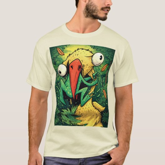 Pelican vs Kikker Moeras Geef Nooit Op Grappig T-S T-shirt (Voorkant)