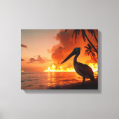 Pelican Watching Coastal Inferno Canvas Afdruk (Voorkant)