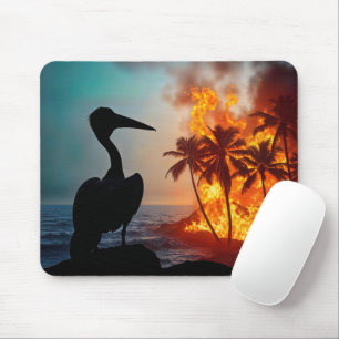 Pelican Watching Coastal Wildfire Muismat