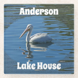 Pelican Wild Bird Calm Blue Water Lake House Glazen Onderzetter