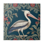 Pelican William Morris stijl Rechter Zee Marine Bi Tegeltje (Voorkant)
