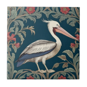 Pelican William Morris stijl Rechter Zee Marine Bi Tegeltje