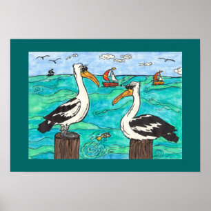 Pelicans afdrukken poster