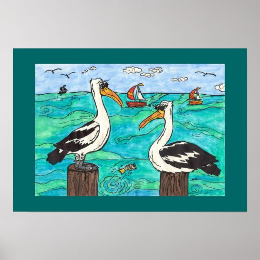 Pelicans afdrukken poster (Voorkant)