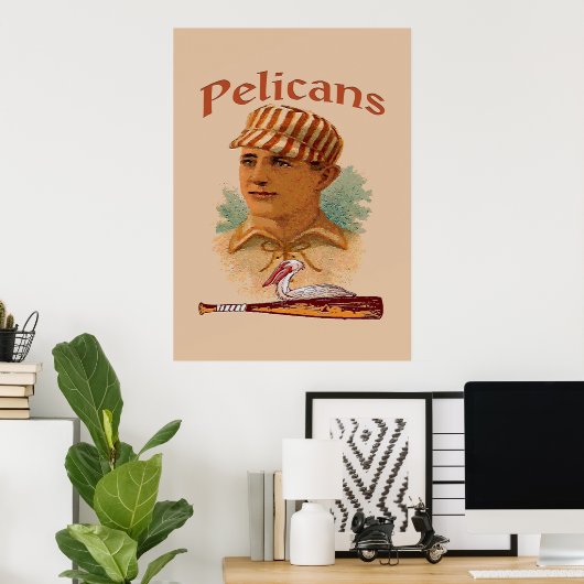 Pelicans Baseball Poster (Thuiskantoor)