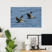 Pelicans in Flight Poster (Thuiskantoor)