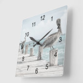 Pelicans On The Pier Vierkante Klok (Hoek)