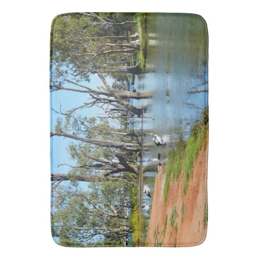 Pelicans Sunbaking River Murray Australia, Badmat (Voorkant Verticaal)